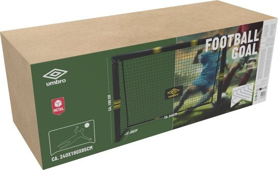 But de football Umbro - But de football 240 x 160 x 85 cm - But de football grand - Jouets d'extérieur pour enfants et adultes - Montage rapide - But d'entraînement de football - Métal - Noir/ Jaune