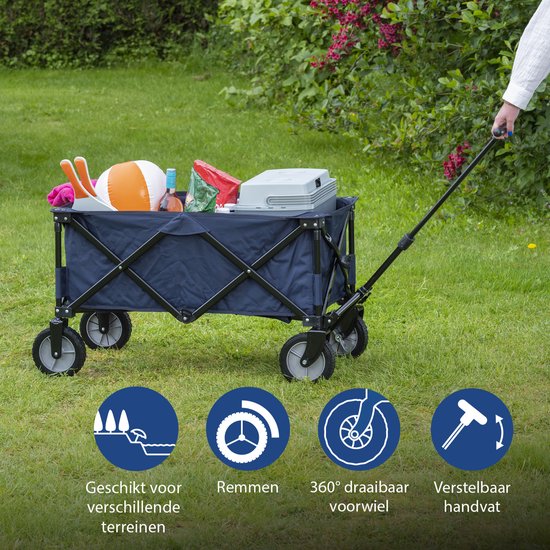 Chariot pliable Tristar - Chariot robuste à cadre en accordéon - Capacité de charge de 70 kg - 39 x 20 x 75 cm - Avec plateau et sac de rangement - Chariot de camping, chariot de transport, chariot à tirer et chariot de plage pour le jardin, les festivals