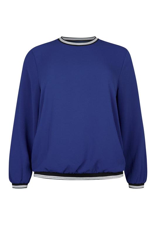 Romy Blouse PL - Bleu cobalt - Taille 48 - Top confortable avec détails sportifs