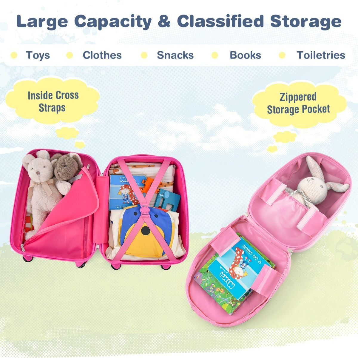 Coast 2-Piece Kids Suitcase + Backpack Kids Trolley - Hard shell Pink