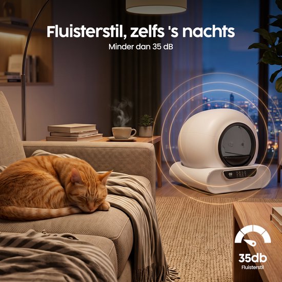 Bac à litière automatique Infinity Goods XXL - Bac à litière autonettoyant - Application incluse - 75 L - Avec tapis de bac à litière et 3 rouleaux de sachets de rangement