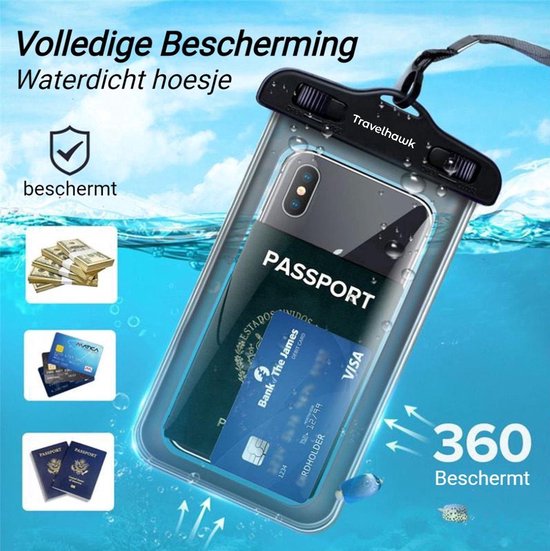 Travelhawk Waterproof Phone Cases - Drybag Set of 2 - Underwater Case - Waterproof phone pouch - Convient à tous les Smartphones - Egalement pour passeport et cartes de débit - Transparent - Eau - Vacances - Natation - Téléphone - Waterproof