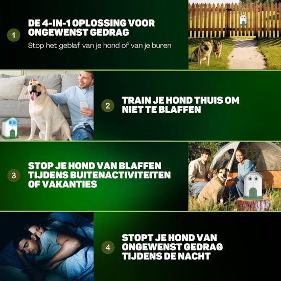 Vulpes Goods® Pets - Dispositif anti-aboiement à ultrasons - Dresseur de luxe - Rechargeable - Fonctionnement automatique - Pas de choc - Résistant à l'eau - Pour tous les chiens - Intérieur et extérieur - Portée de 15 m - 3 étapes - Anti-aboiement - Dres