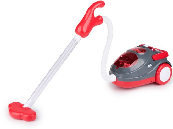 Aspirateur jouet Dirt Devil avec tuyau - avec effets sonores et particules tourbillonnantes - Jouet de nettoyage sans fil pour garçons et filles à partir de 3 ans - 88 x 15 x 12,5 cm - Rouge/Gris