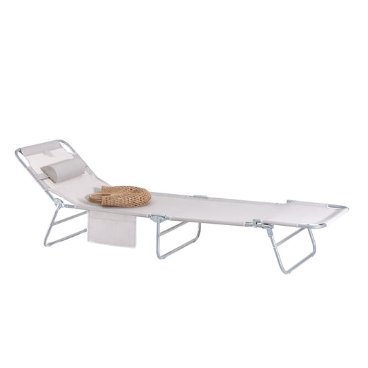 SoBuy Chaise longue - Pliable - Max. 120 kg - 195 x 63 x 30 cm - Blanc