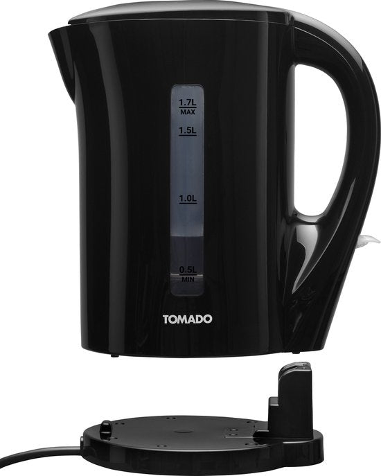 Tomado TWK1700B - Bouilloire - 1,7 litres - Plastique - Léger - Indicateur de niveau d'eau - Noir