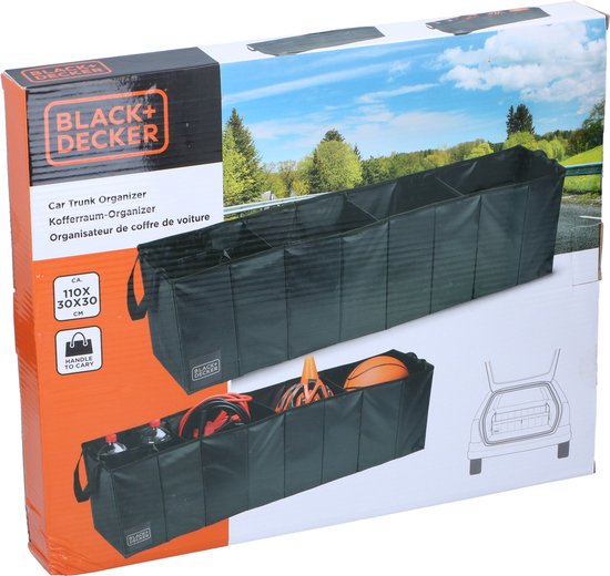 BLACK+DECKER Boîte de rangement pour coffre - 110 x 30 x 30 CM - 5 compartiments - pliable - avec poignées - noir