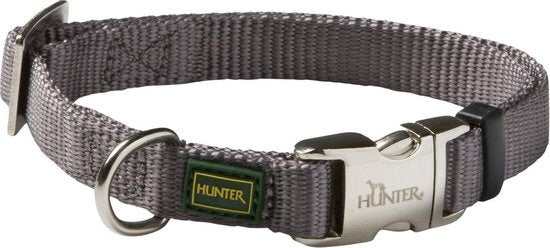Collier pour chien - Hunter - Click Alu Strong - Nylon Soft Grey - 45-65 x 2,5 cm - Résistant et confortable