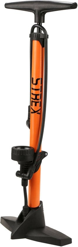 Pompe à vélo Strex - Manomètre - 11 Bar - Pompe à bille - Orange