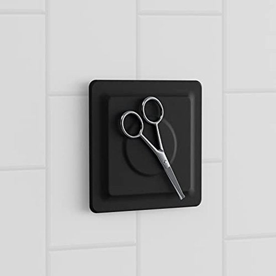 LOBUX® - Support magnétique autocollant pour l'organisation dans la salle de bain, miroir, douche, mur [silicone soft touch] - Organiseur de salle de bain avec aimant néodyme extra fort pour le rangement dans la salle de bain (noir)