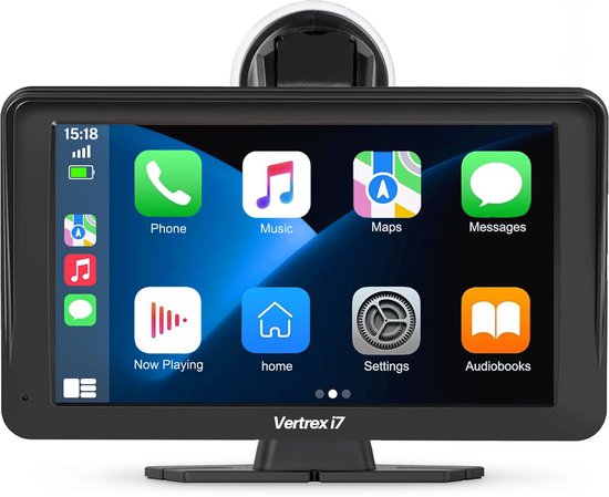 Vertrex Smart Car Display - Écran compatible avec Carplay et Android Auto - Car Play - Sans fil - 7 pouces - Écran tactile - Noir