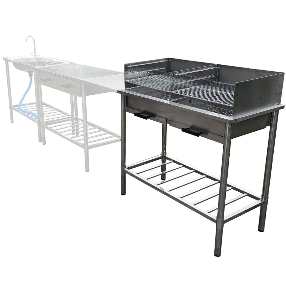 Table de barbecue - Garten - Évier autoportant - Évier de cuisine - Acier inoxydable - Table Extérieure - 100x50.5x87cm