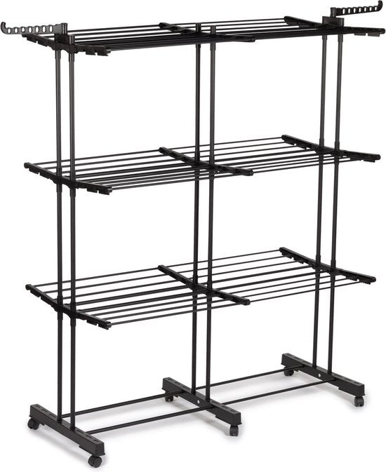 Vitapur Clothes Rack Collapsible - Drying Rack - Clothes Rack Collapsible - Drying Tower on Wheels - Clothes Rack Collapsible - Mobile - Black