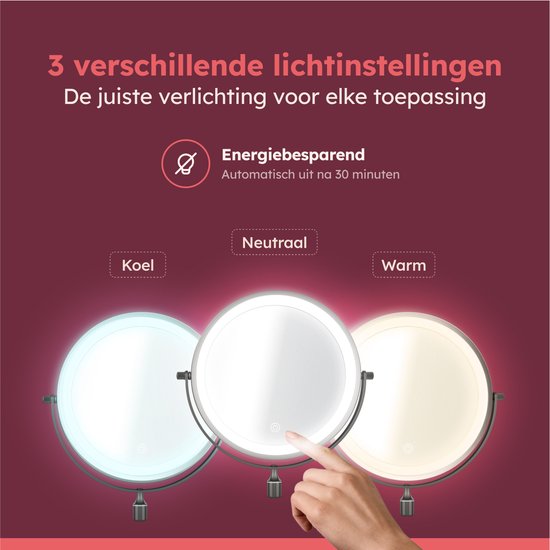 Fraay® Miroir de maquillage avec éclairage LED - grossissement 10x - Miroir grossissant avec lumière - rechargeable - Miroir de rasage - Miroir de salle de bain - noir