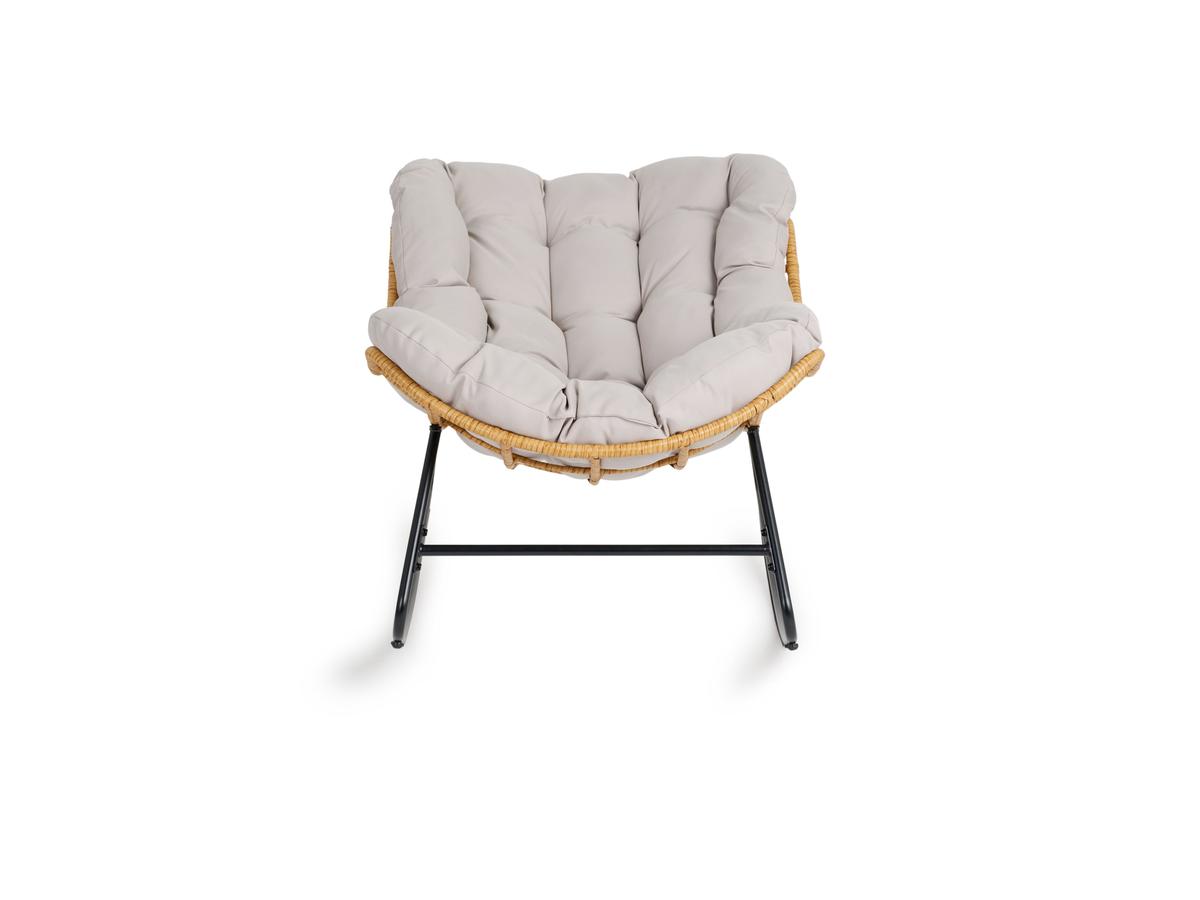 Fauteuil à bascule en rotin Lifa Garden avec coussin - Naturel - 110 x 70 x 90 cm