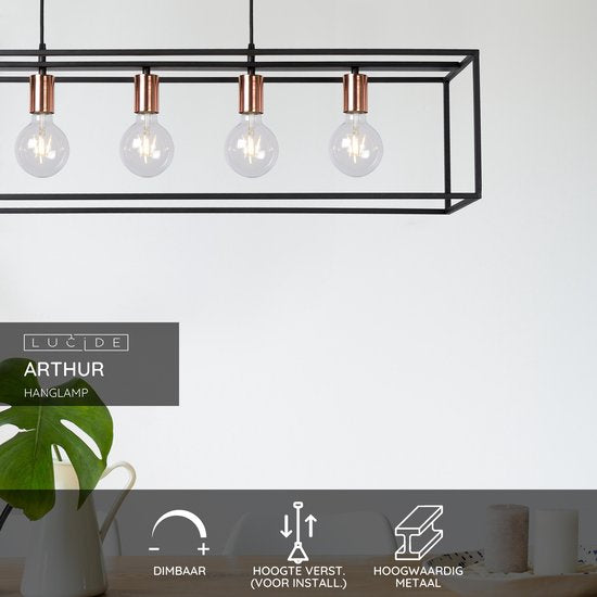 Lucide ARTHUR - Suspension - 5xE27 - Noir