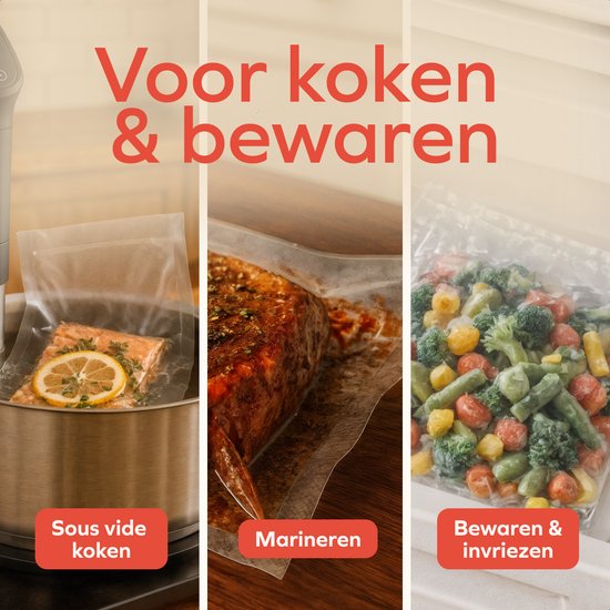 KitchenBrothers Vacuum Bags - 150 pièces - Mix Set - BPA-free - Vacuum bags food - Sous vide bags - For Vacuum Maker