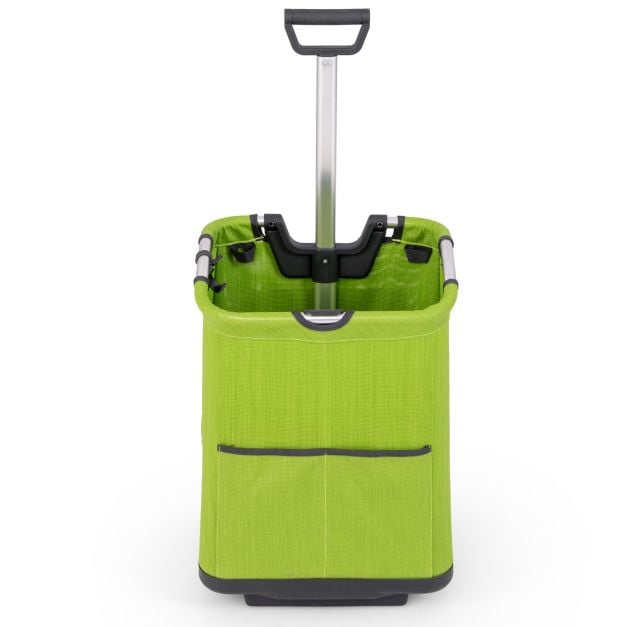 Chariot de courses pliant Coast - Capacité 50L - Design pliable - Structure en aluminium - 2 roues - Hauteur réglable - 3 compartiments de rangement - Vert