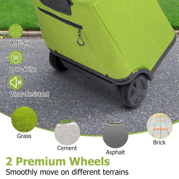 Chariot de courses pliant Coast - Capacité 50L - Design pliable - Structure en aluminium - 2 roues - Hauteur réglable - 3 compartiments de rangement - Vert