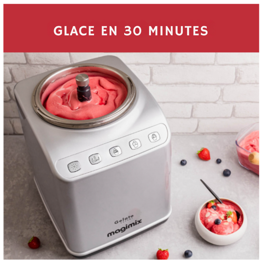 Magimix - Machine à glace auto-congelante - Sorbet/Glace/Grantité - 3 programmes automatiques - 2L - Argent