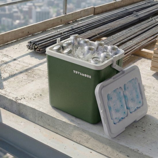 TRVLMORE Cool Box 26L - Frigobox - 2 éléments réfrigérants inclus - Vert