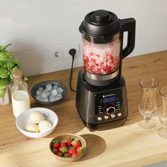KitchenBrothers Blender - Thermoblender - 1.75L - Fonction cuisson - 700+1000W - Smoothie Maker - Ice Crusher - Noir