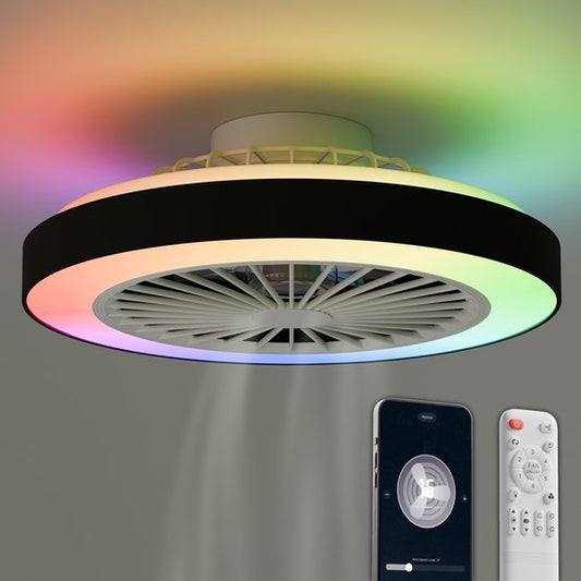 Ventilateur de plafond Avacy avec éclairage - Ventilateur-plafonnier - Plafonnier - LED RGBW - Tuya Wi-Fi Smart - Télécommande - ⌀ 50 cm - Noir