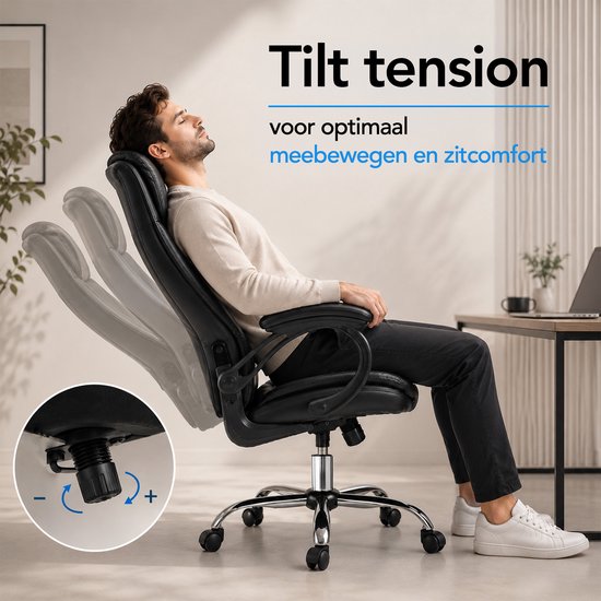 Chaise de bureau ergonomique Infinity Goods - Chaise de bureau - Réglable - Soutien lombaire 4D et tissu maillé - Jusqu'à 150 kg - NEN-EN1335 - Noir