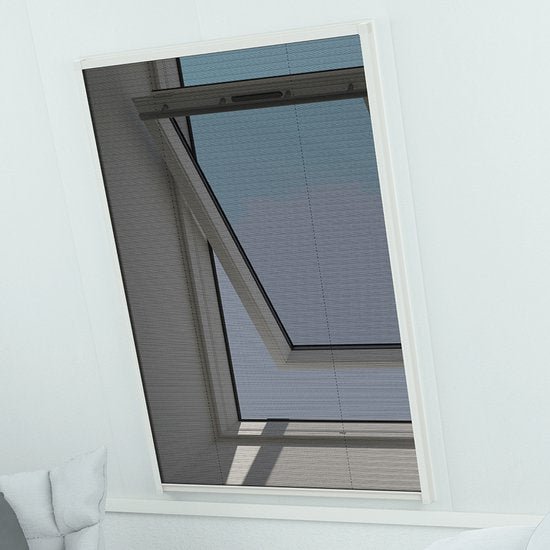 Livn plissehor raam Plus 100x155cm blanc - Convient pour les fenêtres et les lucarnes orientées vers l'extérieur - Montage sur le cadre - Largeur 35 cm raccourcissable, hauteur illimitée
