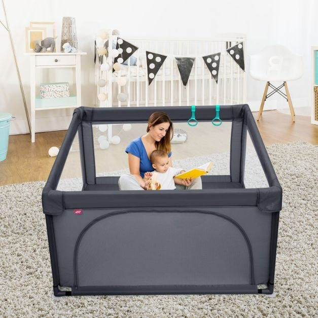 Coast Baby Playpen Ground Box with 50 Playballs Parc pour bébé avec filet respirant 120 x 120 cm Gris foncé