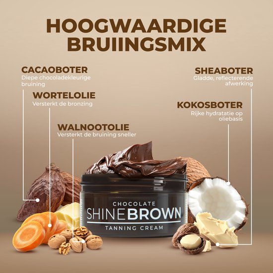 BYROKKO - Shine Brown - Chocolate - Crème autobronzante - 200 ml (nouvel emballage) - Solarium