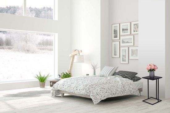 Arti Casa Table d'appoint - Métal et MDF - 58 x 33 x 33 CM - Table de chevet - Table à plantes - Table pour ordinateur portable - Look industriel - Noir