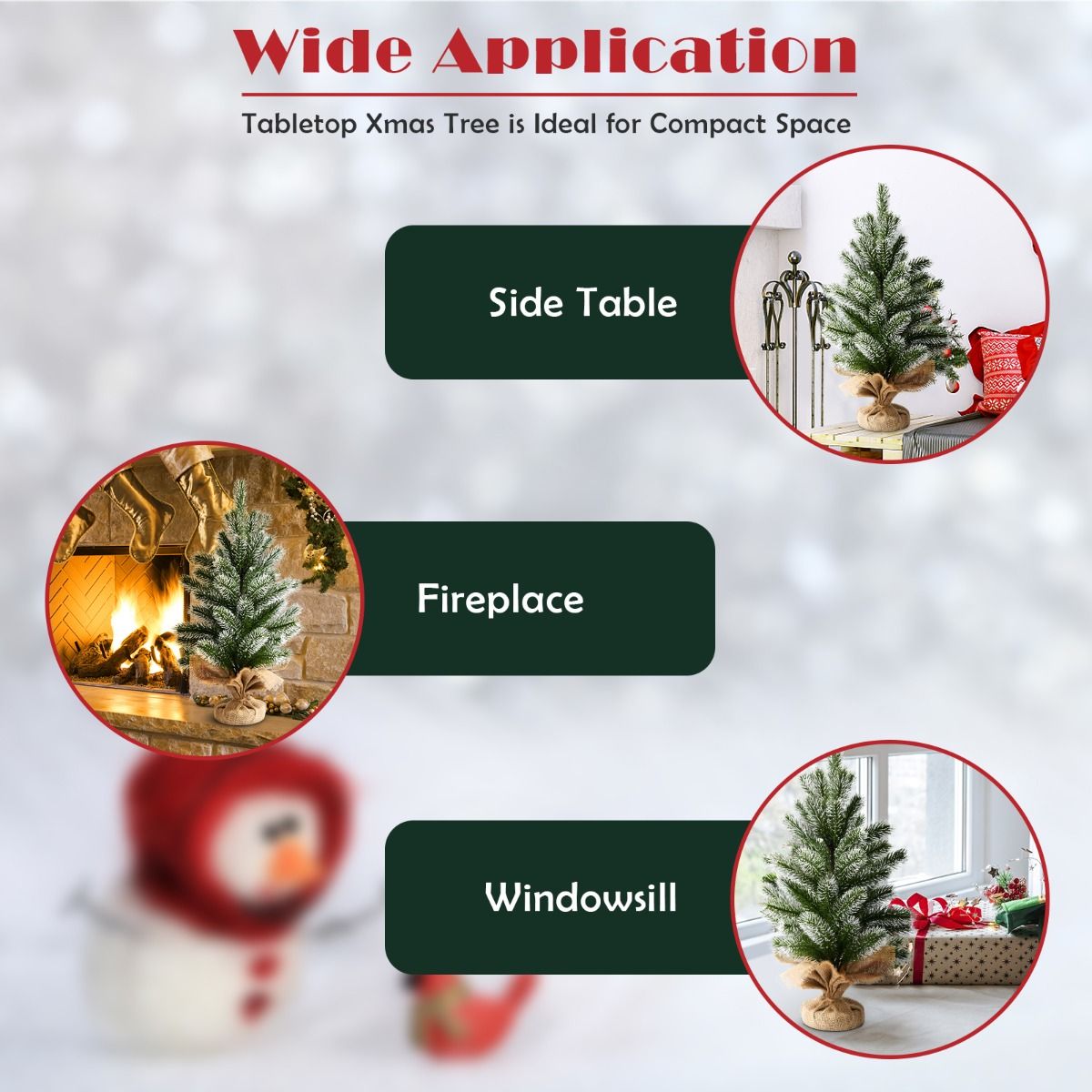 Coast Mini Arbre de Noël Artificiel - Table Top avec pied en ciment - Toile de lin - 50 cm - Vert avec blanc