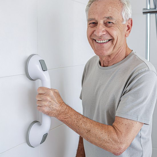 Poignée Luft avec ventouse - Pour la douche - 2 pièces - Poignée de douche pour la salle de bain - Barre murale - Modèle extra sûr et solide - 40cm - Luft - Poignée de salle de bain