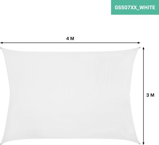 VONROC Premium Shade Cloth - Bâche - Rectangle - 400x300 cm - Déperlant - Blanc - Sac de rangement et cordon de fixation inclus