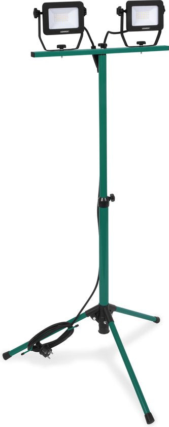 VONROC Lampe de travail à leds 2x 20W - 3200 lumens - Support réglable en hauteur - Orientable et inclinable