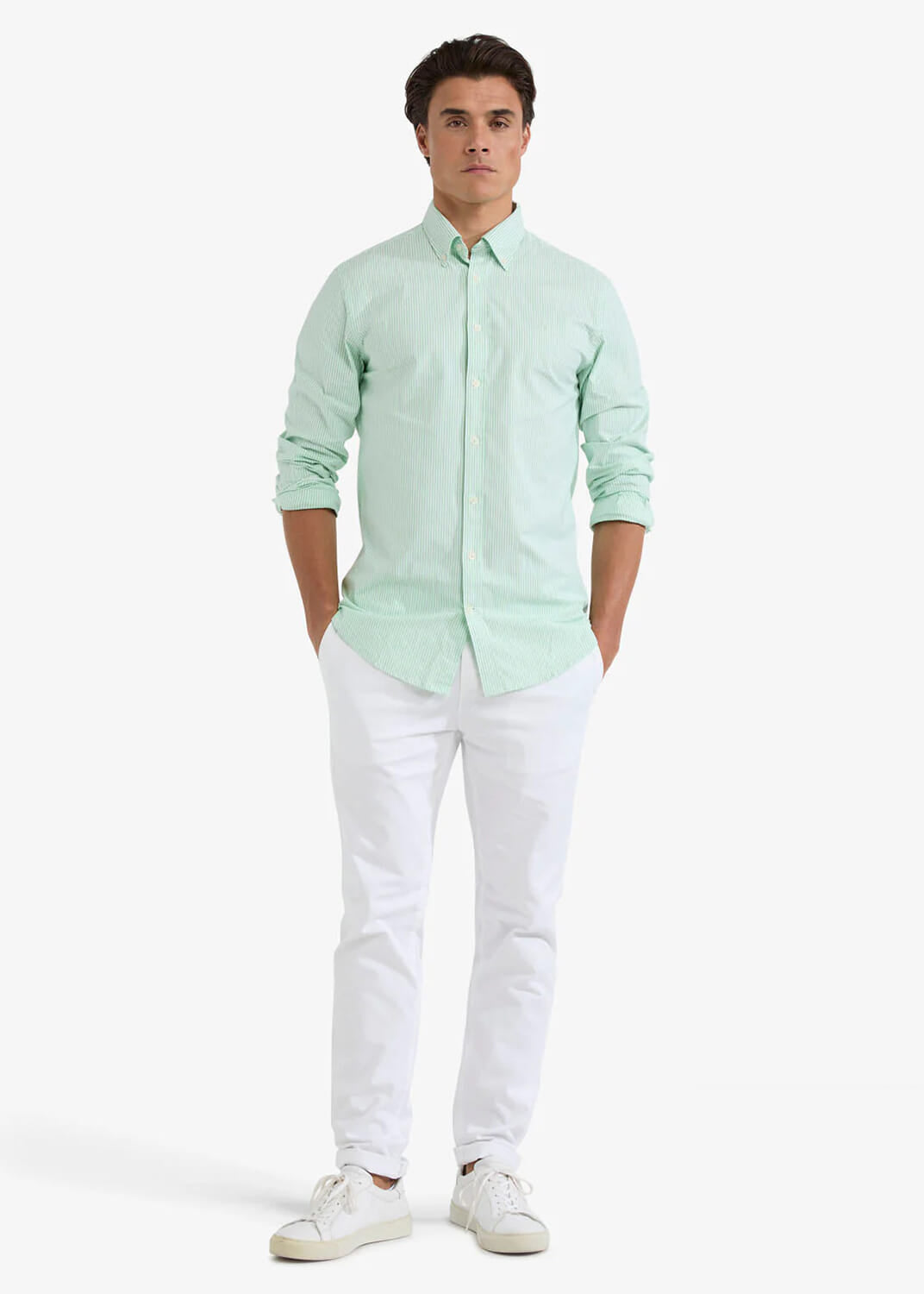 Chemise homme McGregor - Stretch Oxford - Little Stripe - Light Green - Regular Fit - Long Sleeve