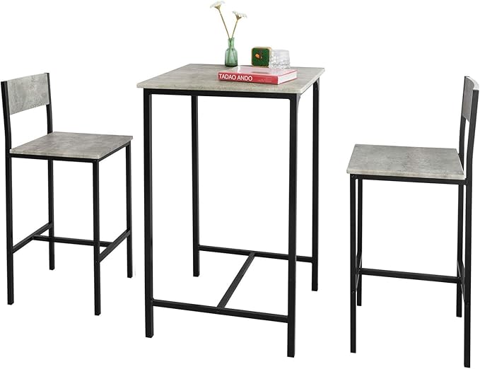 Table de bar Sobuy avec chaises - Gris - 60x60x97 cm