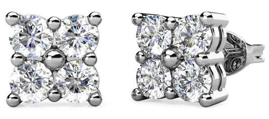 Yolora Dames Oorbellen met Kalpa Camaka Kristallen - Zilver kleurig - 18K Witgoud Verguld