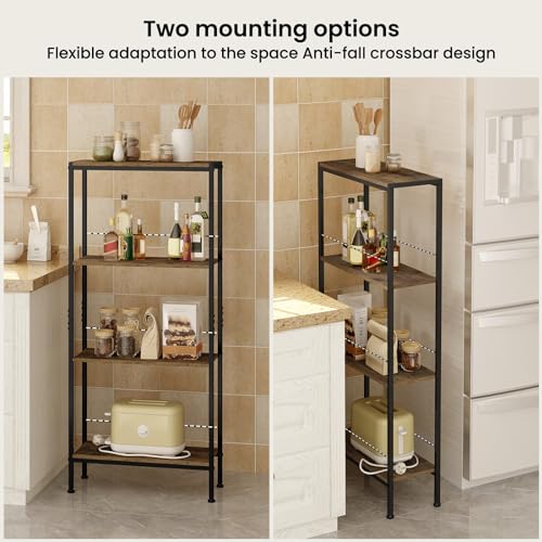 Woltu Storage Cabinet Narrow 4 Shelves Industrial - MDF + Metal - Rustic Brown + Black - 50 x 20 x 110 cm