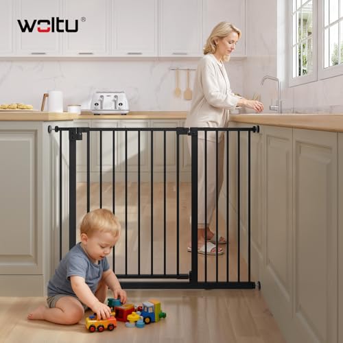 Woltu Barrière de sécurité pour enfants pour escaliers et portes Blanc 75-107 cm