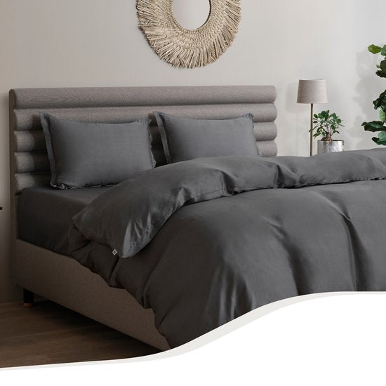 Home by TEMPUR® Topper Fitted Sheet - Anthracite - 180 x 200 x 9 cm - Silky Soft Bamboo - Drap-housse sans repassage - Convient au sèche-linge
