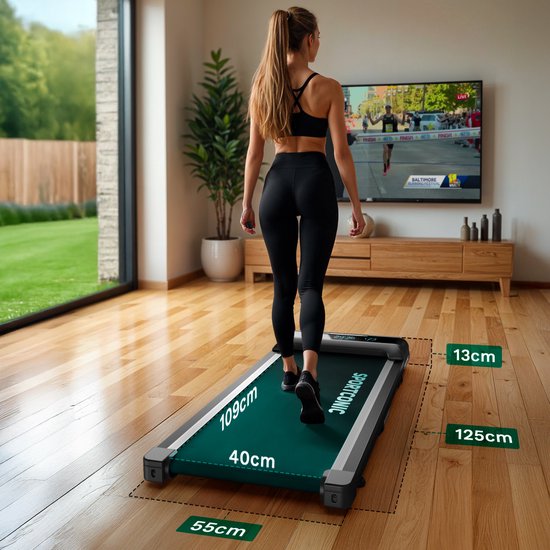 Sportconic Tapis de course 1-6km/h - Tapis de marche avec fonction d'inclinaison - Tapis de marche pour dessous de bureau - Télécommande incluse