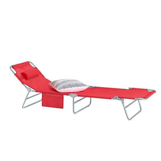 SoBuy Chaise longue - Pliable - Max. 120 kg - 195 x 63 x 30 cm - Rouge