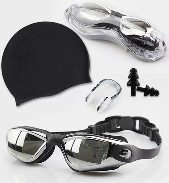 Garpex® Lunettes de natation avec accessoires - Lunettes de plongée - Bouchons d'oreille de natation - Pince-nez de natation - Pince-nez de natation - Bonnet de bain