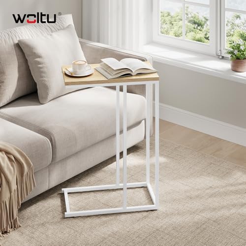 Table d'appoint Woltu - Structure métallique et plateau MDF - Chêne clair - 45 x 25 x 63,5 cm