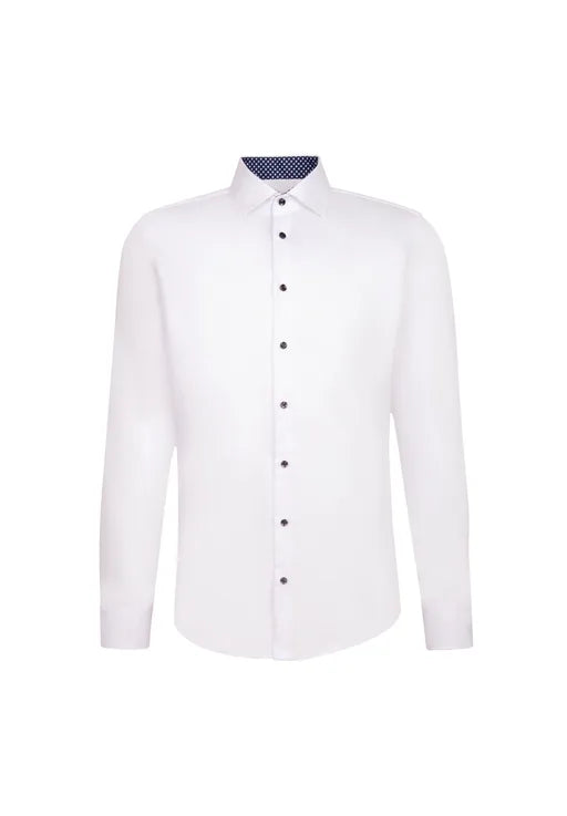 Seidensticker - Chemise d'affaires avec rose noire - Taille 41 & Slim Fit - Sans repassage avec col Kent - Pour les affaires - Coton blanc