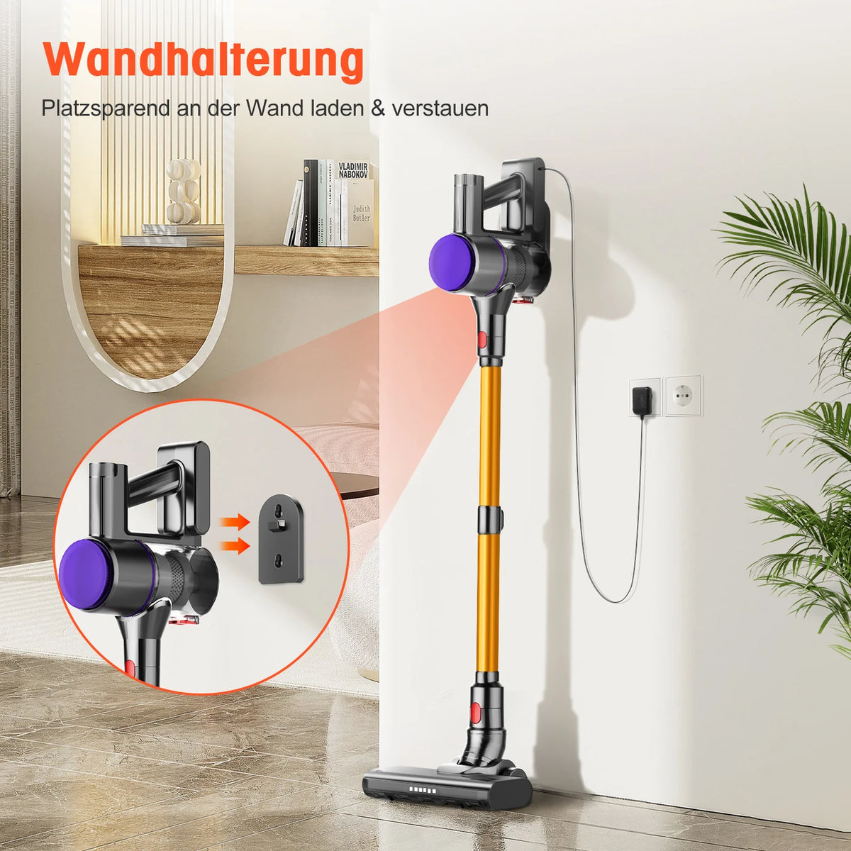 Aspirateur balai sans fil Daynee N850 – 45 000 Pa – Autonomie de 50 min – Noir et violet – Plastique