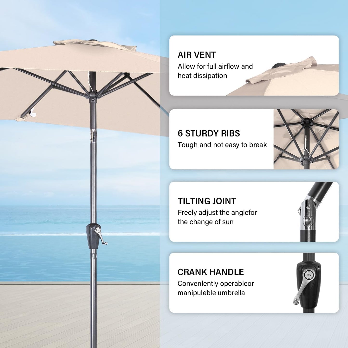 Angel Living Parasol - Rectangulaire - 200 x 300 cm - Beige