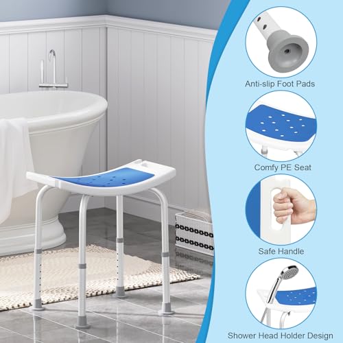 Siège de douche Eugad réglable - Ergonomique, antidérapant, aluminium - Silver